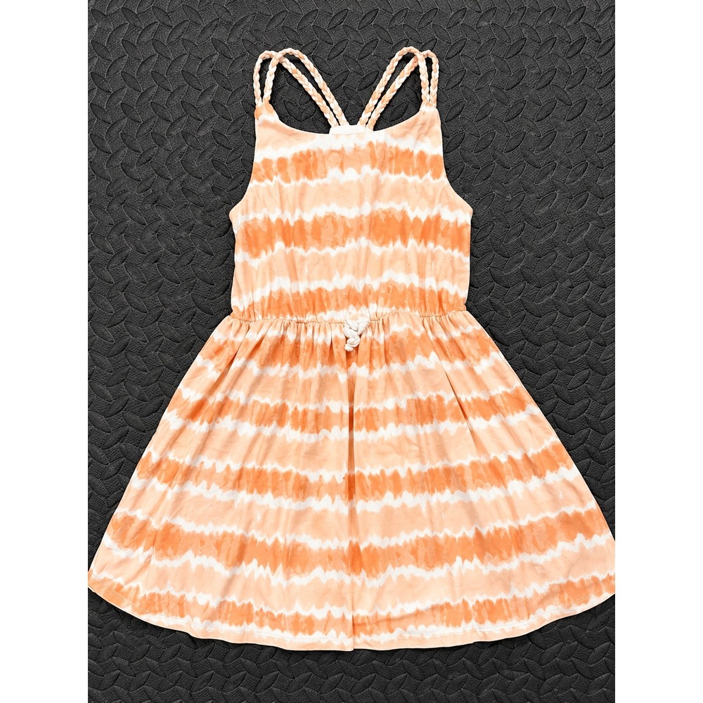 Tommy Bahama Girls Orange White Tie Dye Braided Strap Dress 4T